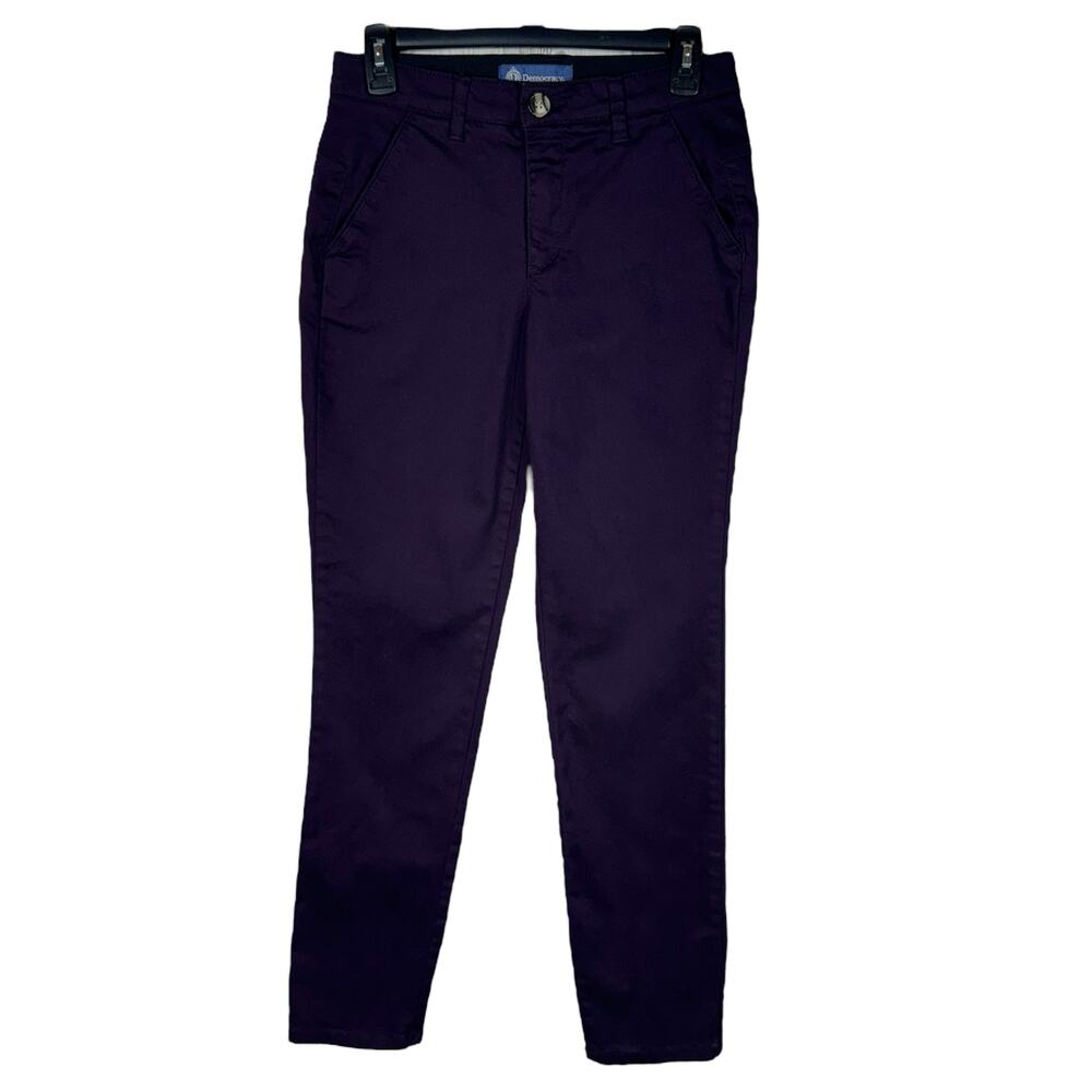 Democracy SZ 0 “Ab”solution Straight Trouser Pants Stretch Zip-Fly Pocket Purple